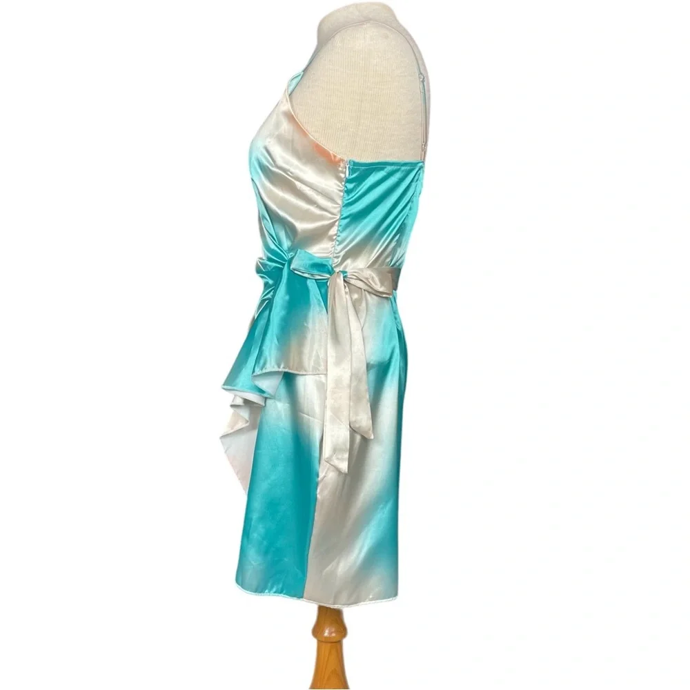 Onëleven NWT Water Color Wrap Mini Dress in Cream/Turquoise/Orange Size Small